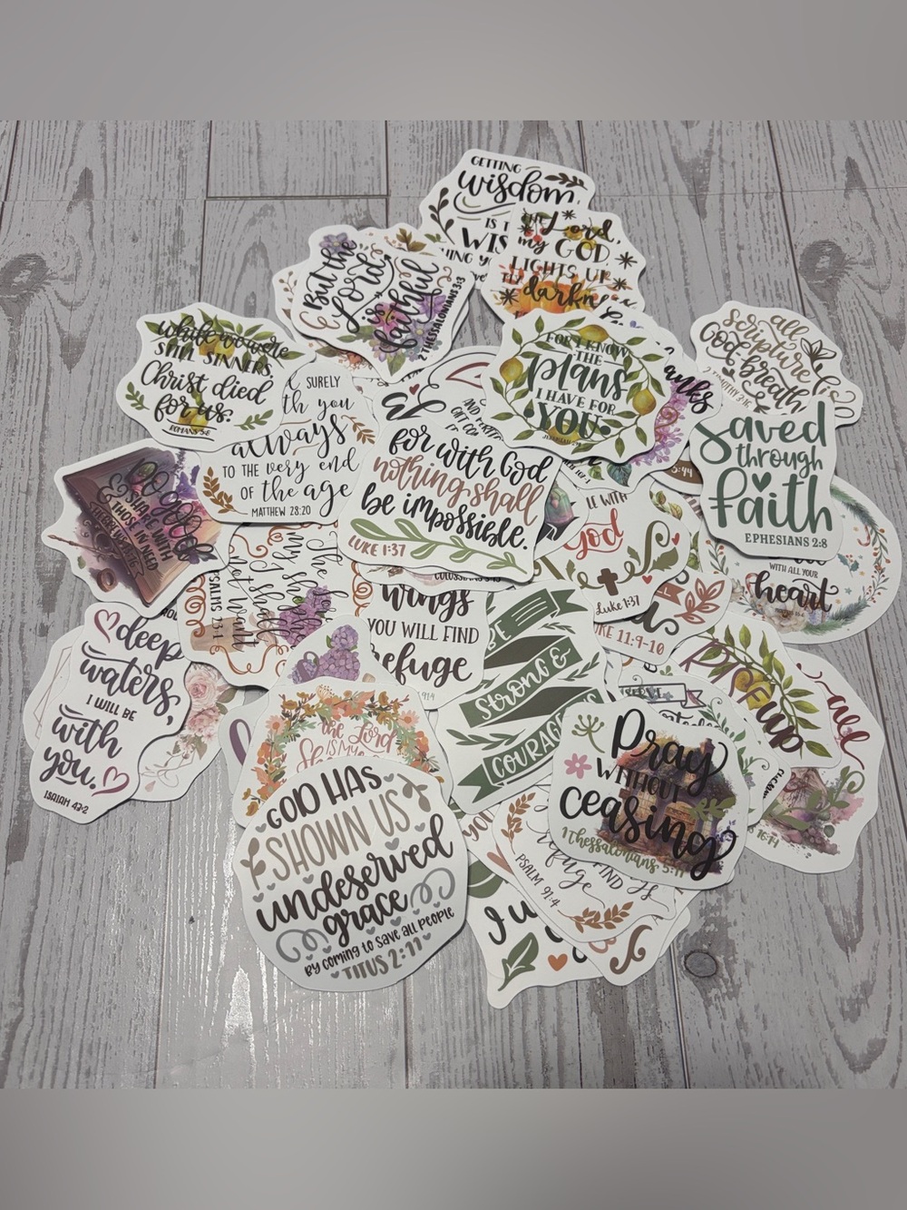 Faith-Inspired Decorative Sticker Pack of 50- Multicolored Floral Designs